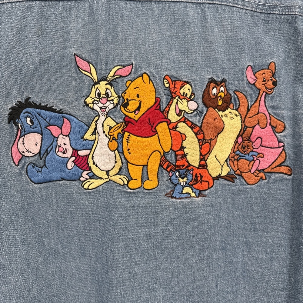 Vintage Disney Store Winnie The Pooh & Friends Denim Button Down Shirt Women S - Picture 3 of 14